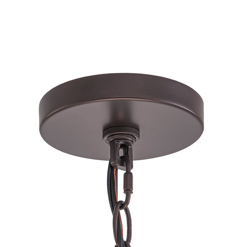 Modern Brass 6-Light Rippled Glass Drum Pendant Chandelier for Dining Room