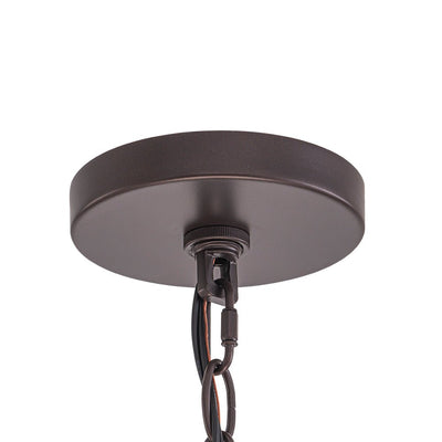 Modern Brass 6-Light Rippled Glass Drum Pendant Chandelier for Dining Room