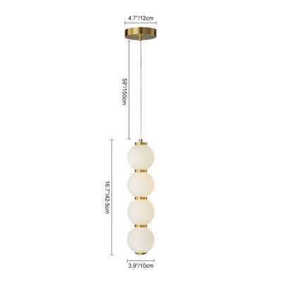 Modern Brass 4-Sphere Abacus LED Pendant Light: Dimmable, Height-Adjustable, Frosted Glass