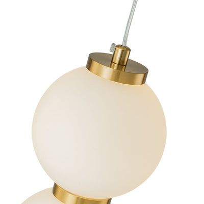 Modern Brass 4-Sphere Abacus LED Pendant Light: Dimmable, Height-Adjustable, Frosted Glass