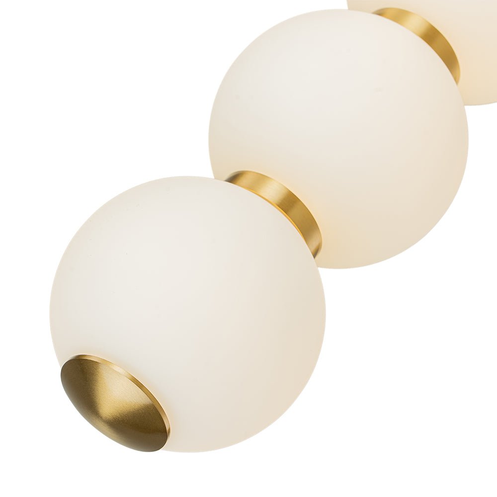Modern Brass 4-Sphere Abacus LED Pendant Light: Dimmable, Height-Adjustable, Frosted Glass