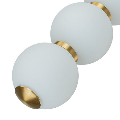 Modern Brass 4-Sphere Abacus LED Pendant Light: Dimmable, Height-Adjustable, Frosted Glass