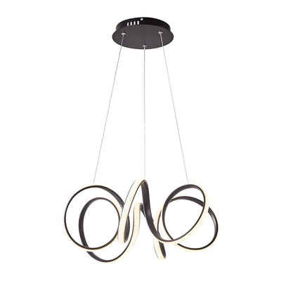 Modern Dimmable LED Curvy Loop Pendant Light, Adjustable Height Ribbon Design, Gold/Black