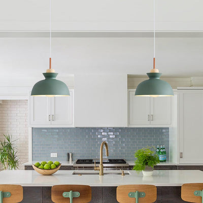 Modern Dome Metal Hanging Pendant Light with Adjustable Cord for Kitchen Dining