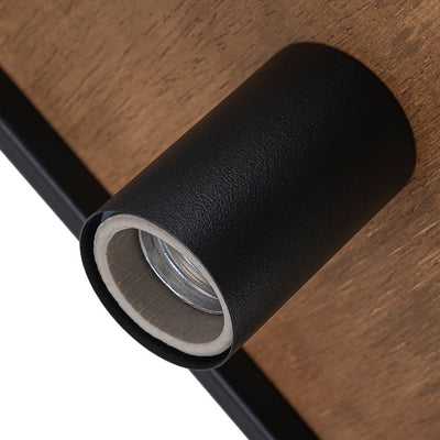 Modern Farmhouse 1-Light Square Cage Mini Pendant, Matte Black Wood Finish
