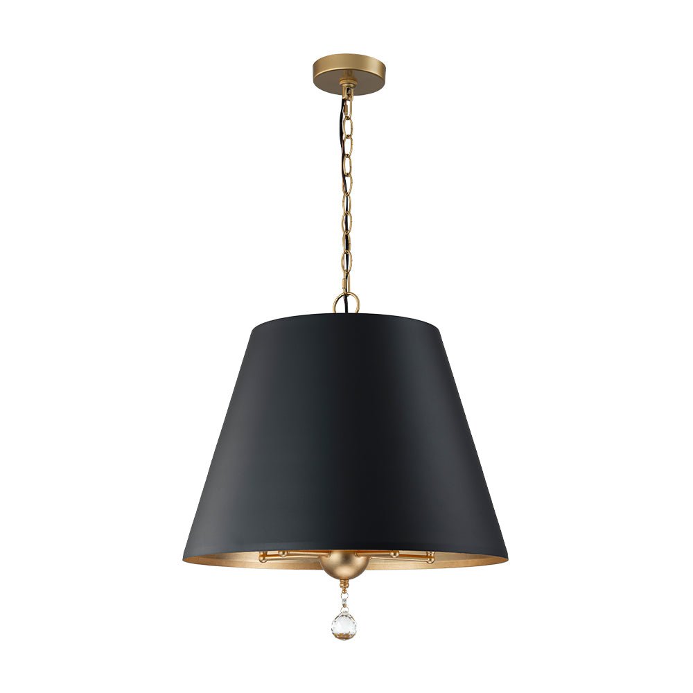 Modern Farmhouse 5-Light Crystal Chandelier, Matte Black & Brass, Height-Adjustable