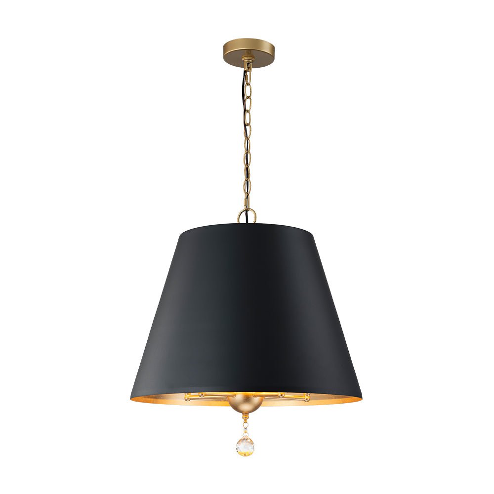Modern Farmhouse 5-Light Crystal Chandelier, Matte Black & Brass, Height-Adjustable