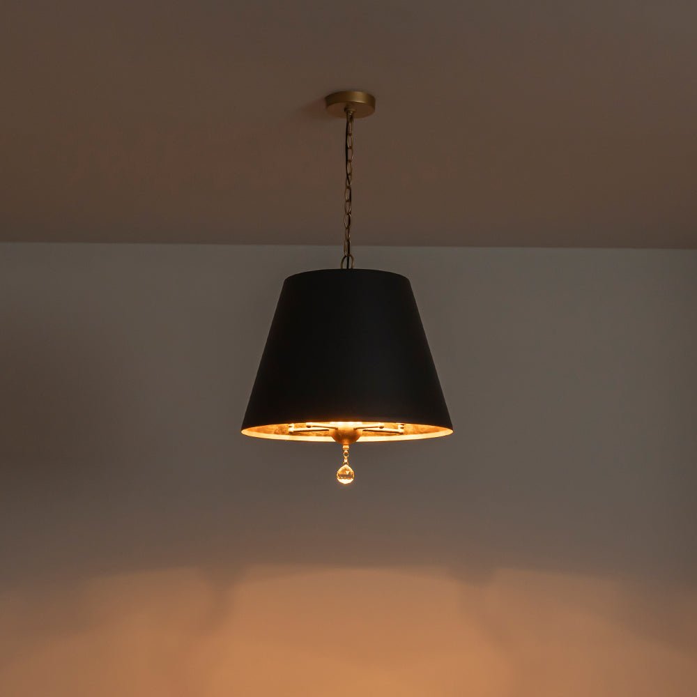 Modern Farmhouse 5-Light Crystal Chandelier, Matte Black & Brass, Height-Adjustable