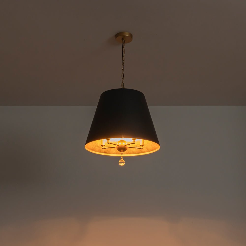 Modern Farmhouse 5-Light Crystal Chandelier, Matte Black & Brass, Height-Adjustable