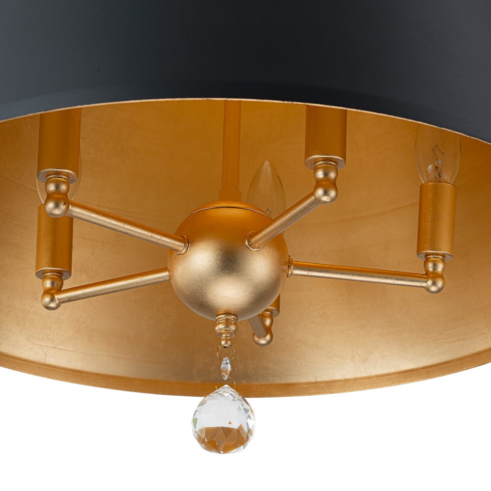 Modern Farmhouse 5-Light Crystal Chandelier, Matte Black & Brass, Height-Adjustable