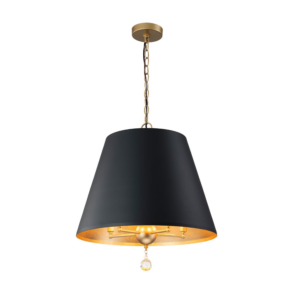 Modern Farmhouse 5-Light Crystal Chandelier, Matte Black & Brass, Height-Adjustable