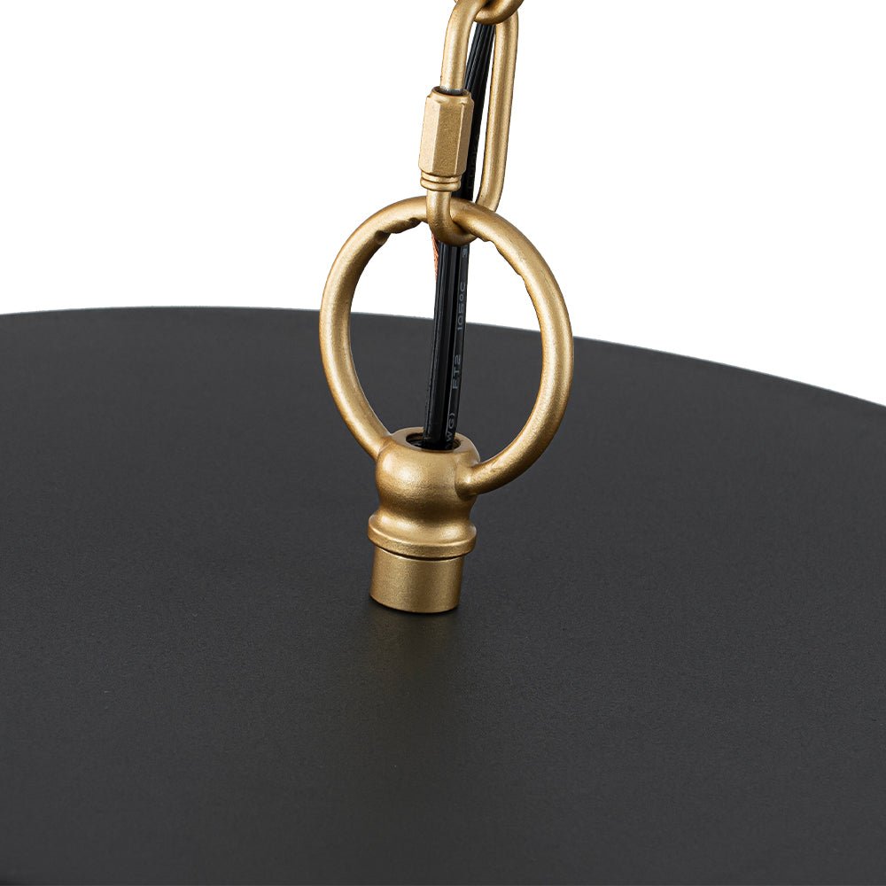 Modern Farmhouse 5-Light Crystal Chandelier, Matte Black & Brass, Height-Adjustable