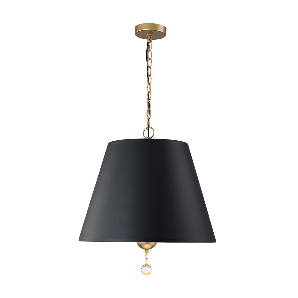 Modern Farmhouse 5-Light Crystal Chandelier, Matte Black & Brass, Height-Adjustable