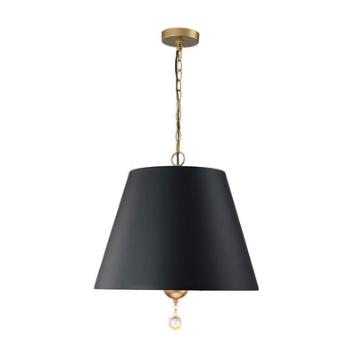 Modern Farmhouse 5-Light Crystal Chandelier, Matte Black & Brass, Height-Adjustable