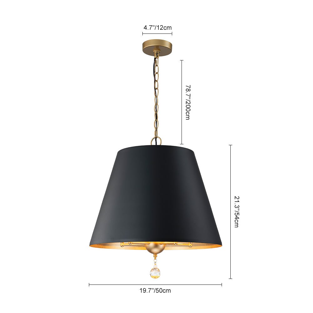 Modern Farmhouse 5-Light Crystal Chandelier, Matte Black & Brass, Height-Adjustable
