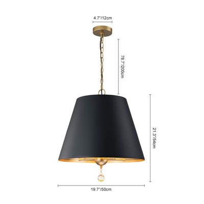 Modern Farmhouse 5-Light Crystal Chandelier, Matte Black & Brass, Height-Adjustable