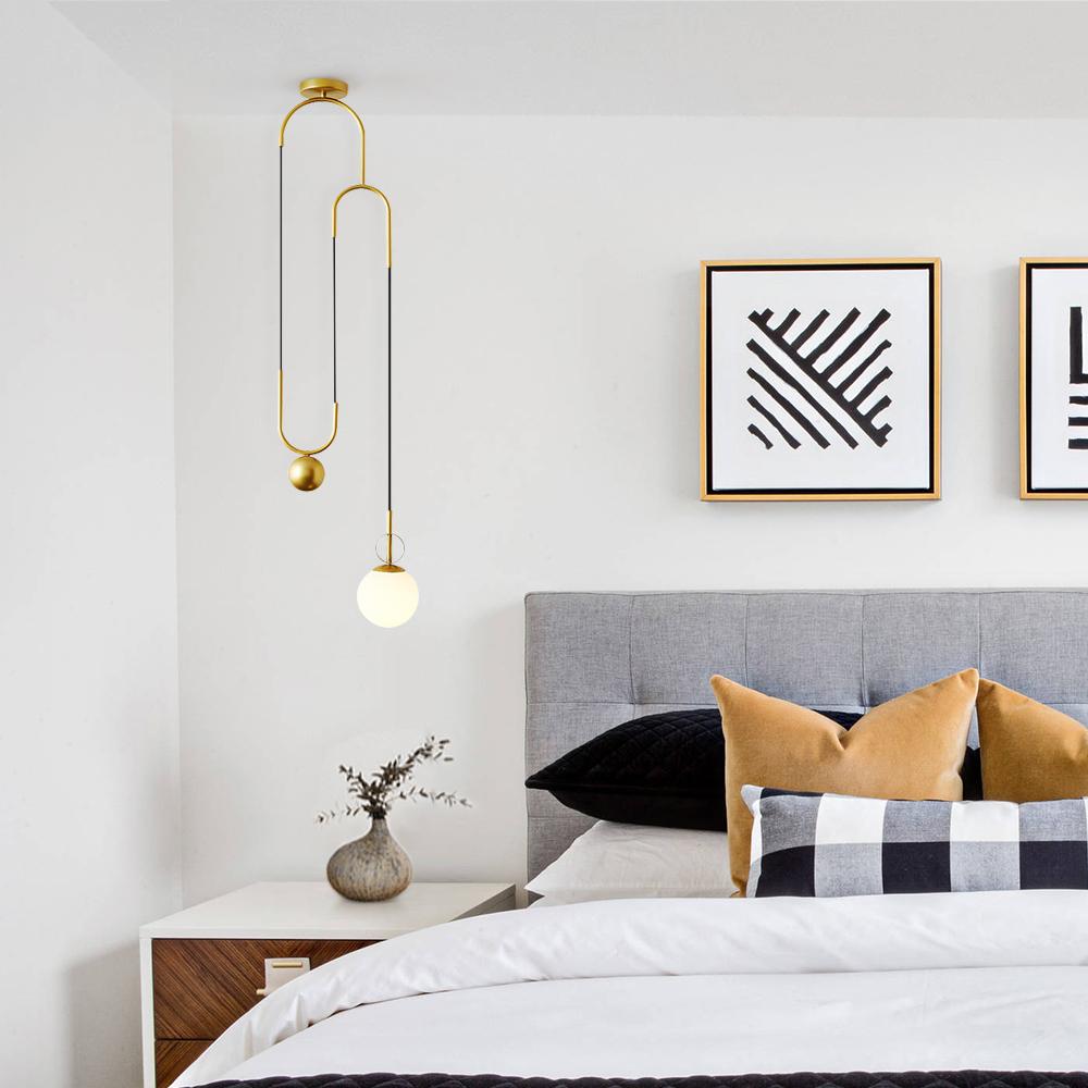 Modern Glass Globe Lifting Pendant Light Brass Finish Dimmable Adjustable Fixture