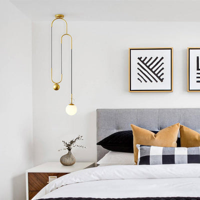 Modern Glass Globe Lifting Pendant Light Brass Finish Dimmable Adjustable Fixture