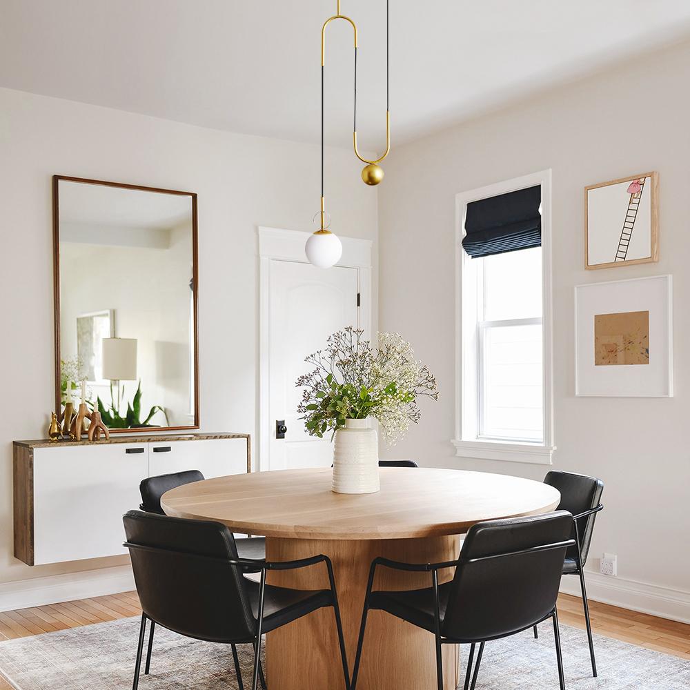 Modern Glass Globe Lifting Pendant Light Brass Finish Dimmable Adjustable Fixture