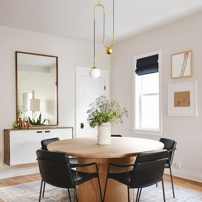 Modern Glass Globe Lifting Pendant Light Brass Finish Dimmable Adjustable Fixture