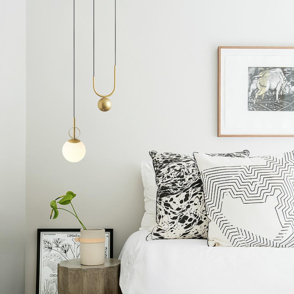 Modern Glass Globe Lifting Pendant Light Brass Finish Dimmable Adjustable Fixture