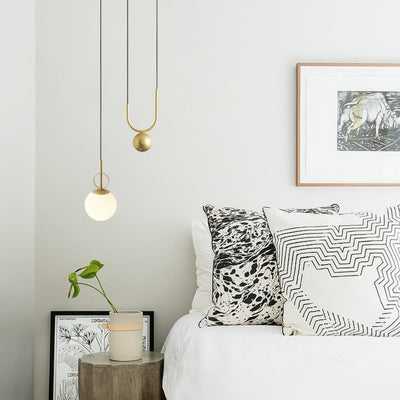 Modern Glass Globe Lifting Pendant Light Brass Finish Dimmable Adjustable Fixture