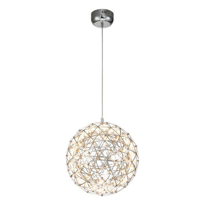 Modern LED Firework Globe Chandelier: Chrome Metal Sphere Pendant Light