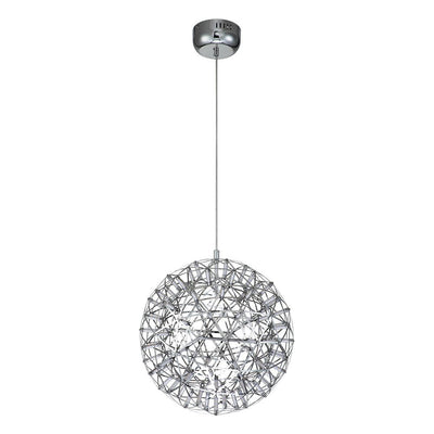 Modern LED Firework Globe Chandelier: Chrome Metal Sphere Pendant Light