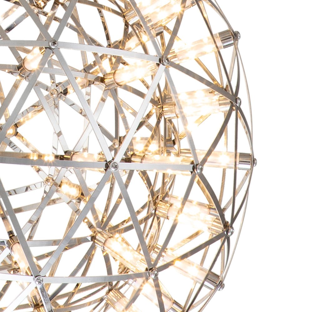 Modern LED Firework Globe Chandelier: Chrome Metal Sphere Pendant Light