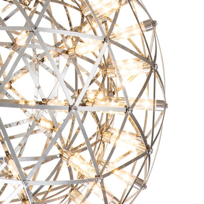Modern LED Firework Globe Chandelier: Chrome Metal Sphere Pendant Light