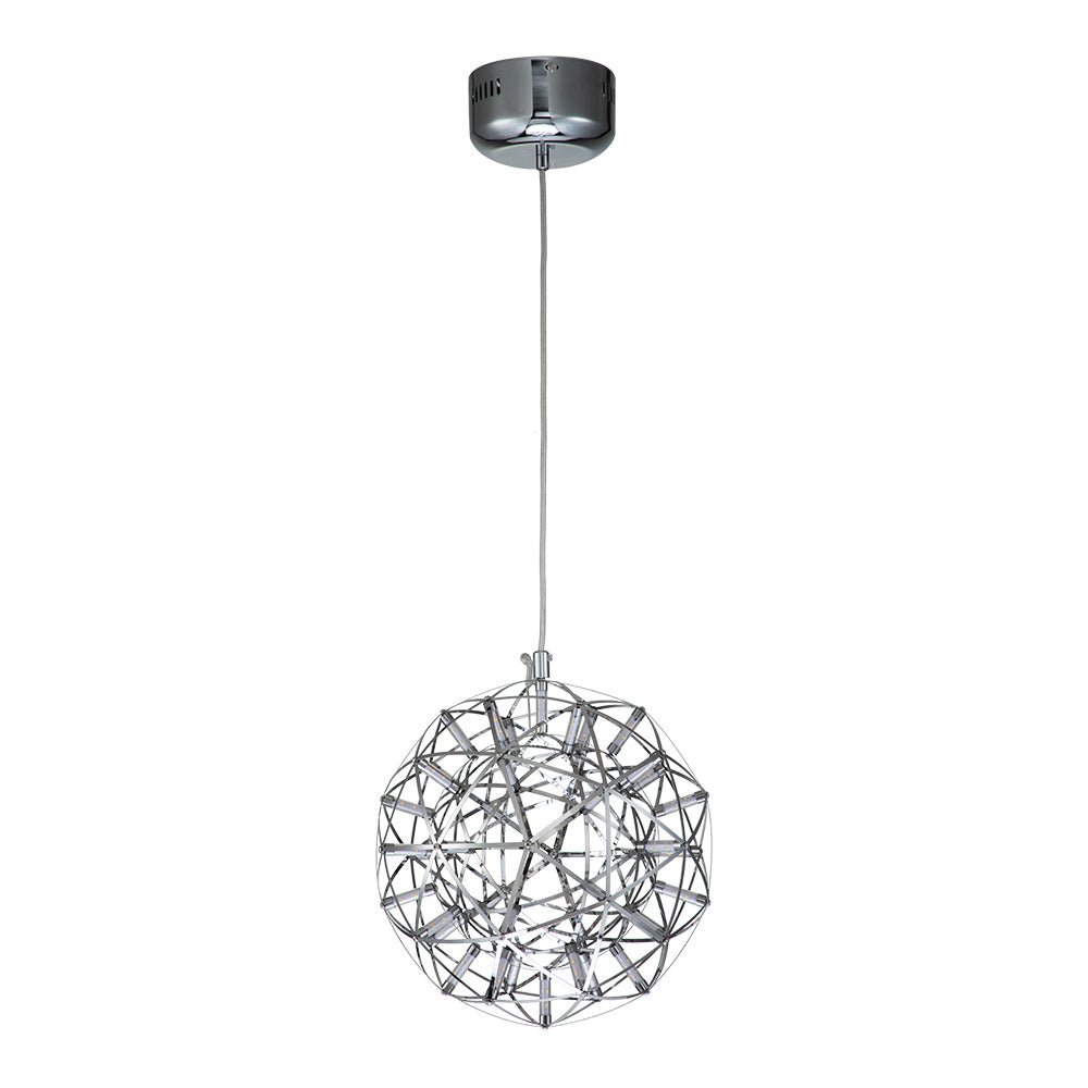Modern LED Firework Globe Chandelier: Chrome Metal Sphere Pendant Light