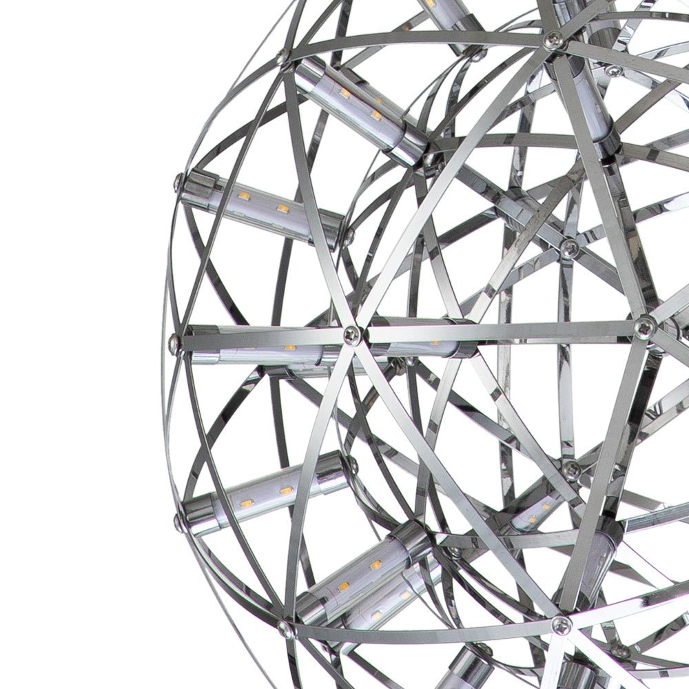 Modern LED Firework Globe Chandelier: Chrome Metal Sphere Pendant Light