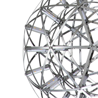 Modern LED Firework Globe Chandelier: Chrome Metal Sphere Pendant Light