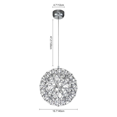 Modern LED Firework Globe Chandelier: Chrome Metal Sphere Pendant Light