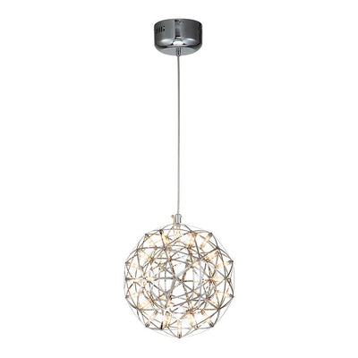 Modern LED Firework Globe Chandelier: Chrome Metal Sphere Pendant Light