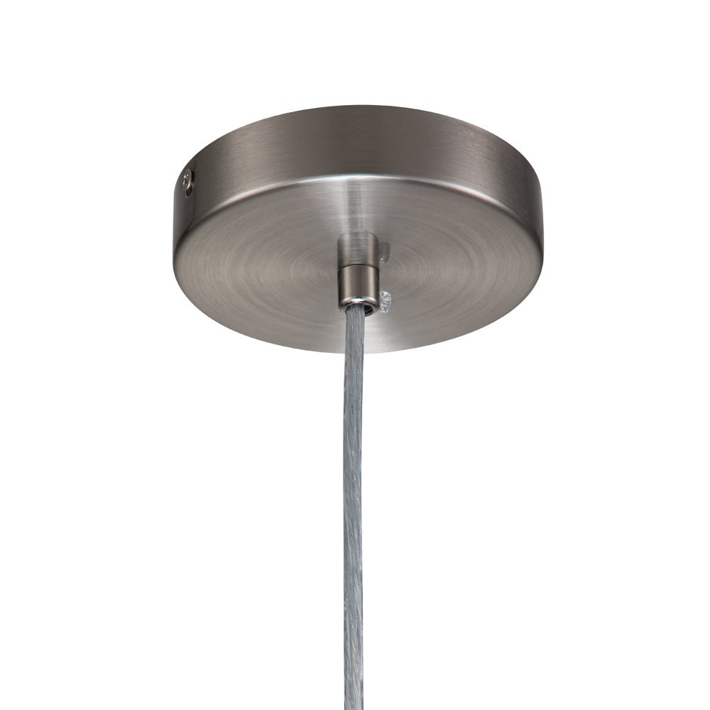 Modern Gourd Seeded Glass Single Pendant Light - Adjustable Nickel Finish Fixture