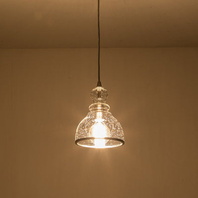 Modern Gourd Seeded Glass Single Pendant Light - Adjustable Nickel Finish Fixture