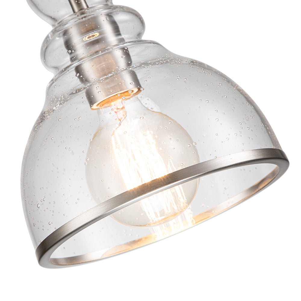 Modern Gourd Seeded Glass Single Pendant Light - Adjustable Nickel Finish Fixture