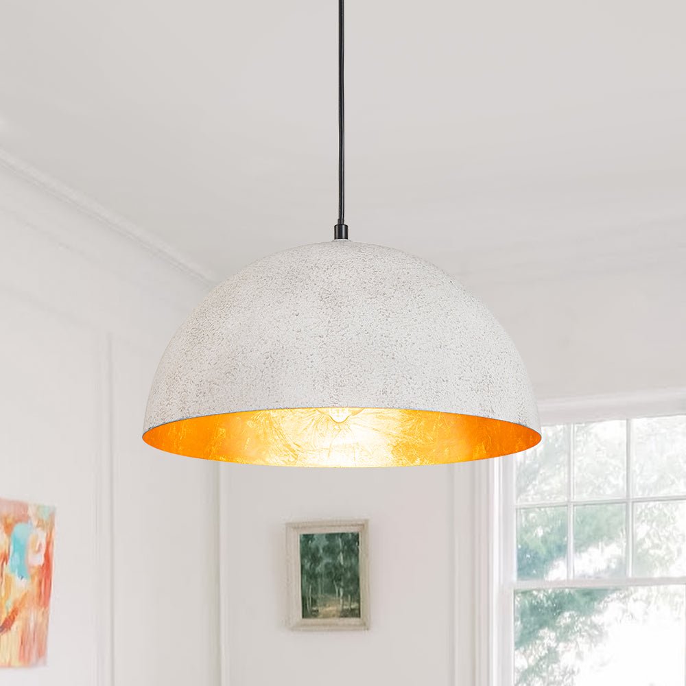 Modern Industrial Oversized Dome Pendant Light, Adjustable Height, Metal Finish, Single-Light