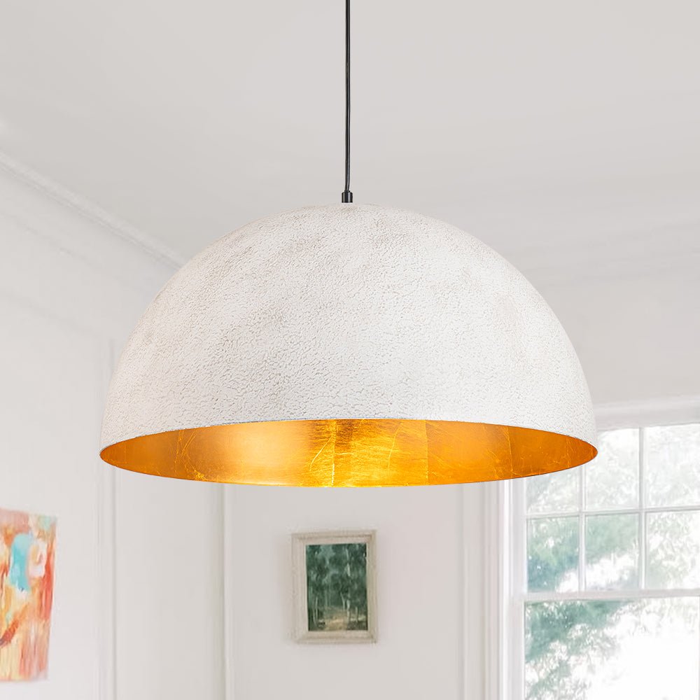 Modern Industrial Oversized Dome Pendant Light, Adjustable Height, Metal Finish, Single-Light