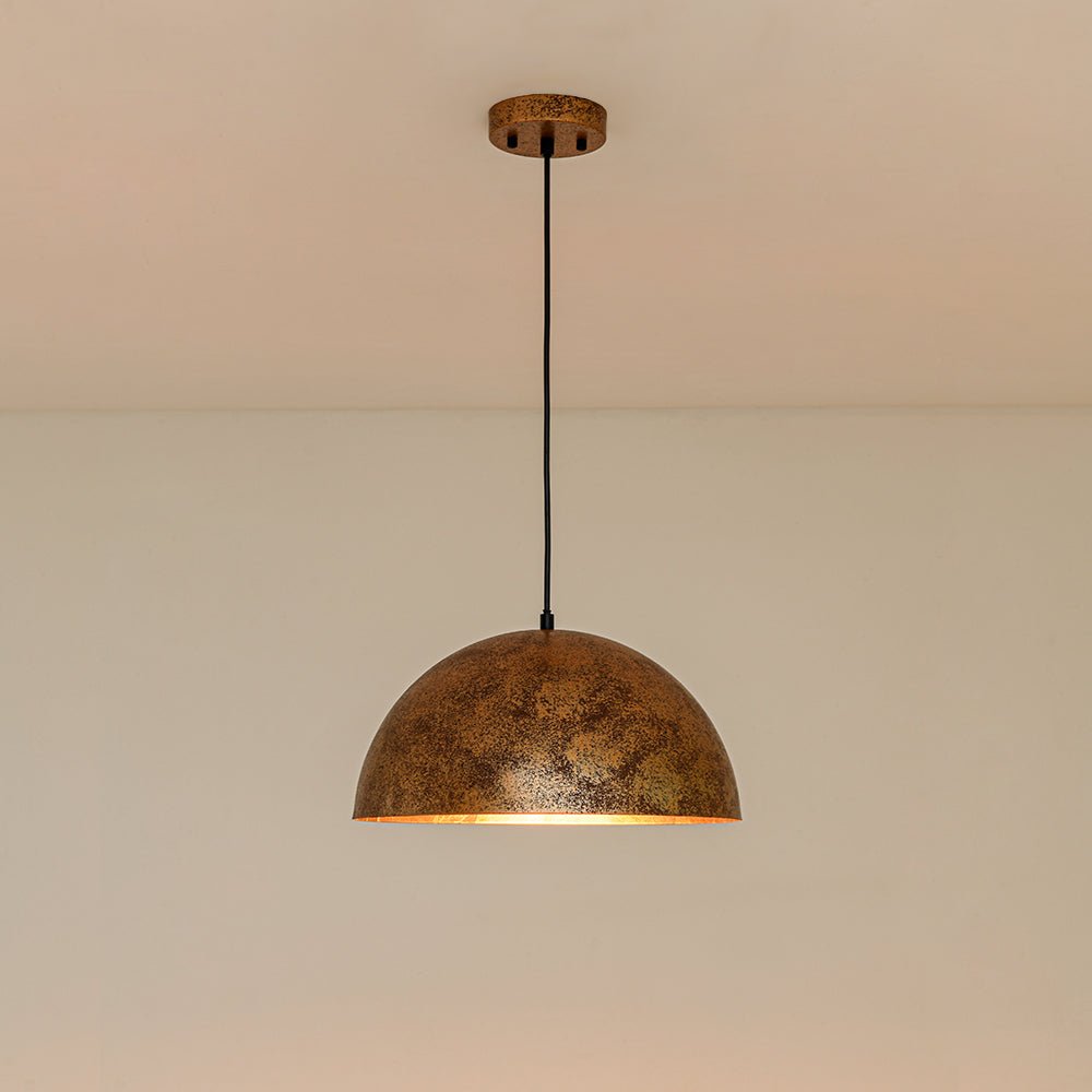 Modern Industrial Oversized Dome Pendant Light, Adjustable Height, Metal Finish, Single-Light