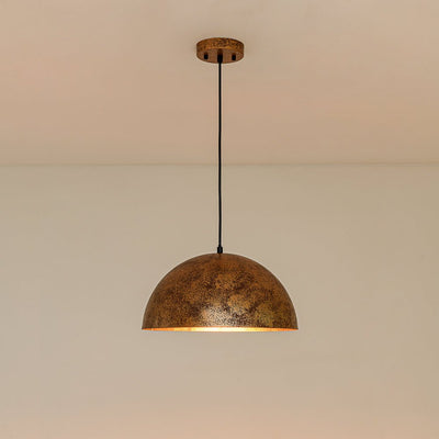 Modern Industrial Oversized Dome Pendant Light, Adjustable Height, Metal Finish, Single-Light