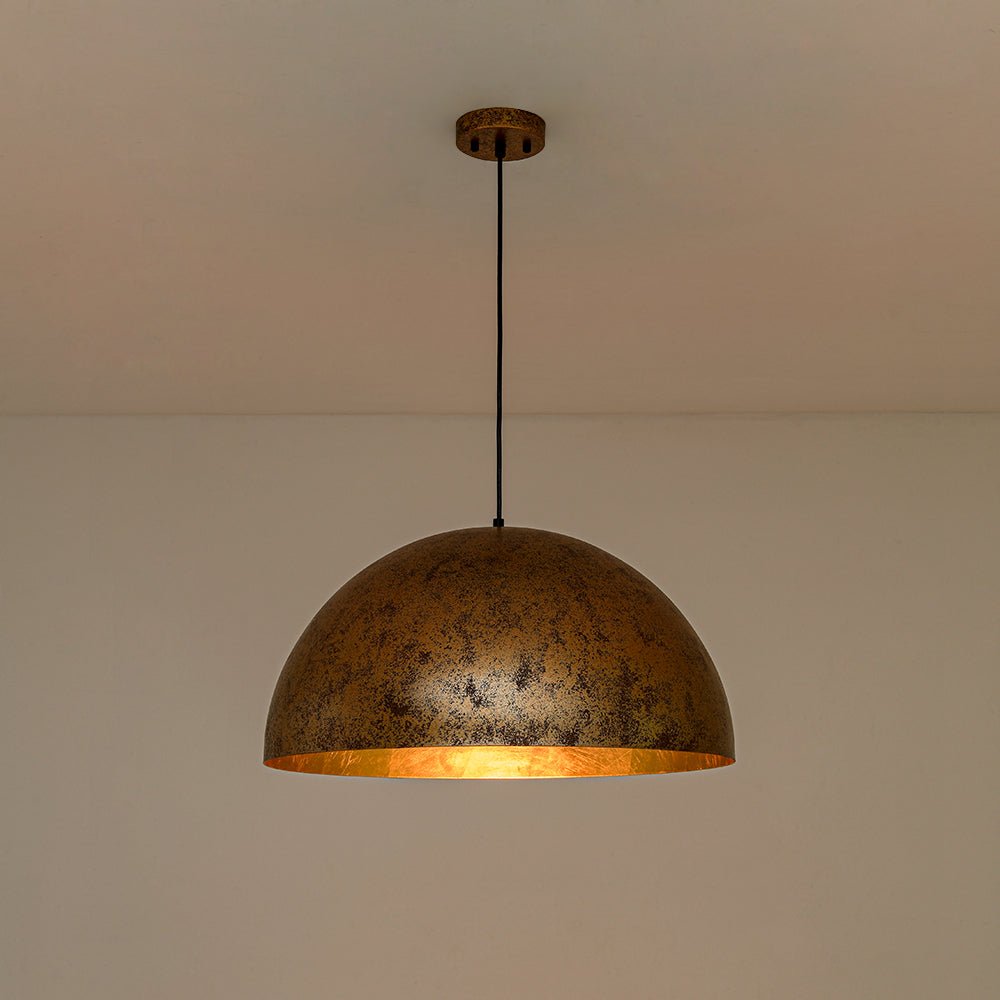 Modern Industrial Oversized Dome Pendant Light, Adjustable Height, Metal Finish, Single-Light