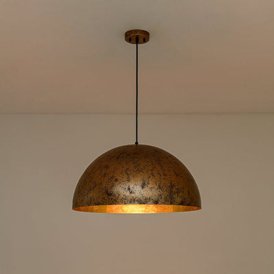 Modern Industrial Oversized Dome Pendant Light, Adjustable Height, Metal Finish, Single-Light