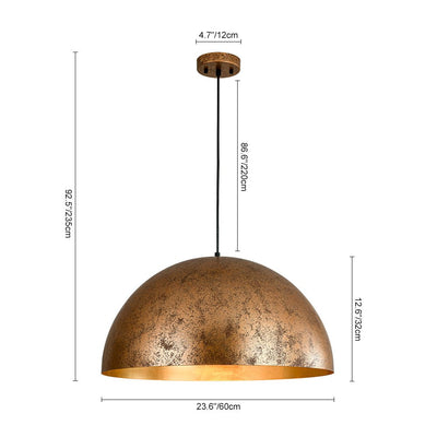 Modern Industrial Oversized Dome Pendant Light, Adjustable Height, Metal Finish, Single-Light