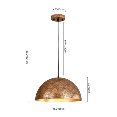 Modern Industrial Oversized Dome Pendant Light, Adjustable Height, Metal Finish, Single-Light