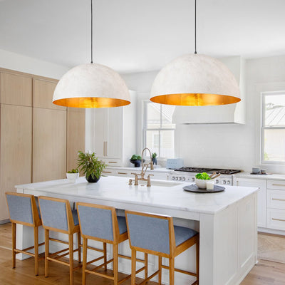 Modern Industrial Oversized Dome Pendant Light, Adjustable Height, Metal Finish, Single-Light