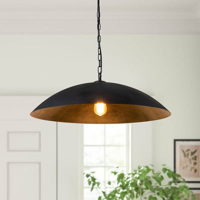 Modern Industrial Oversized Flat Dome Pendant Light Fixture for Kitchen Island