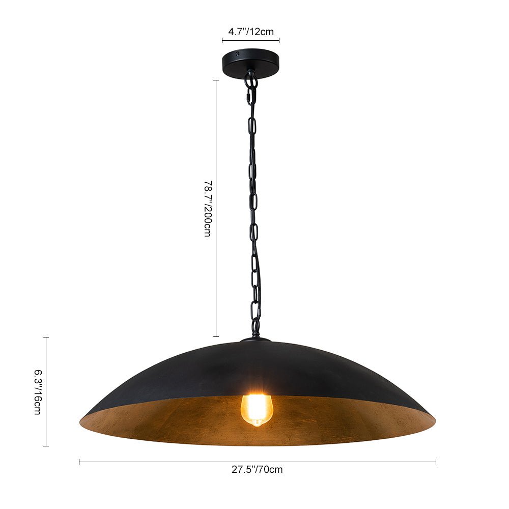 Modern Industrial Oversized Flat Dome Pendant Light Fixture for Kitchen Island