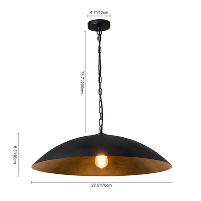 Modern Industrial Oversized Flat Dome Pendant Light Fixture for Kitchen Island
